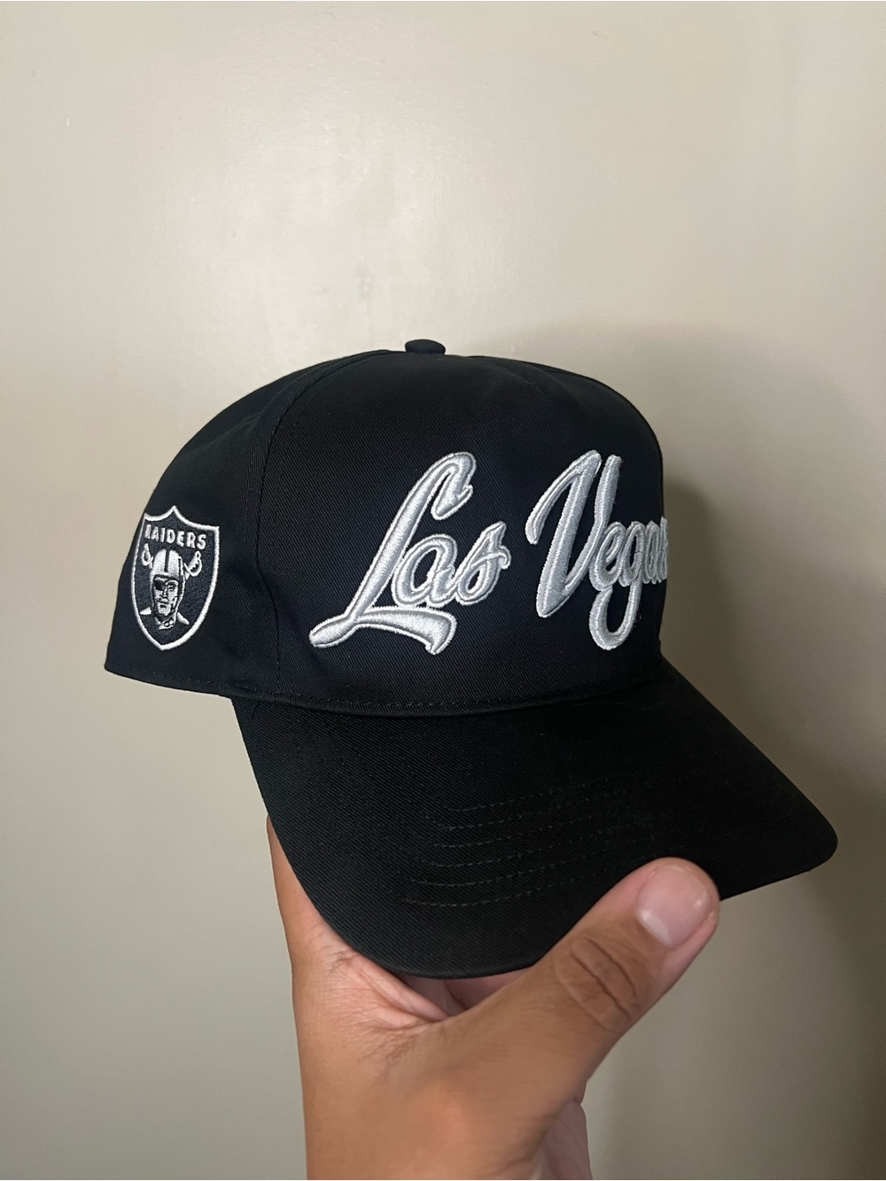 ‘47 Brand Las Vegas Raiders Script Overhand Hitch Black Snapback Hat